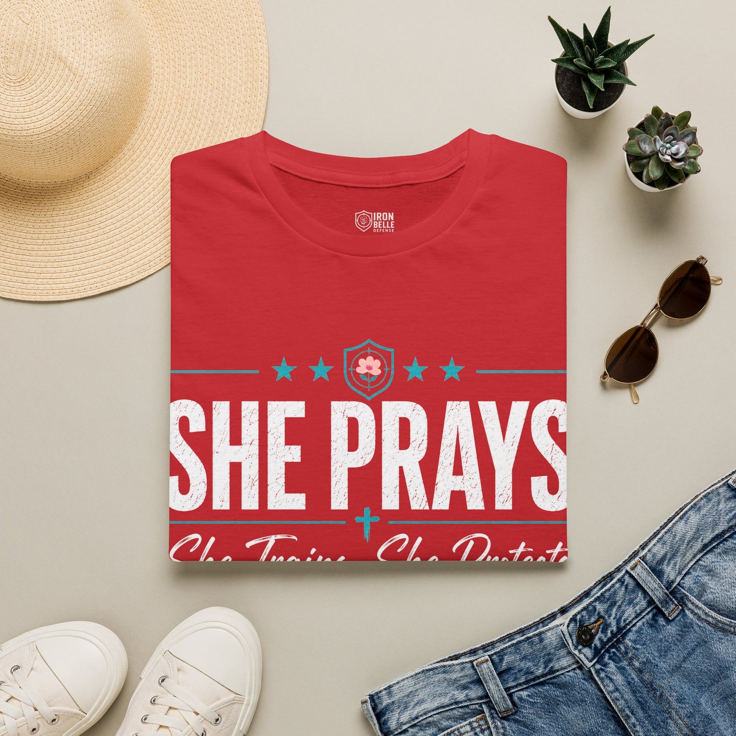 She Prays She Trains She Protects Tee