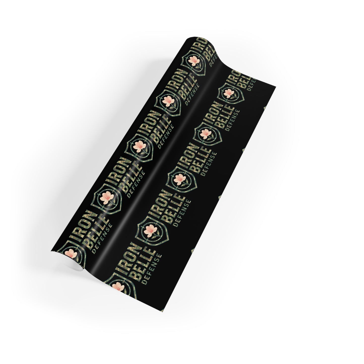 Wrapping Paper Roll — Black ‘Iron Belle Defense’ Logo Pattern Gift Wrap