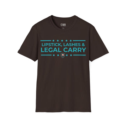 Lipstick, Lashes and Legal Carry Unisex Softstyle T-Shirt