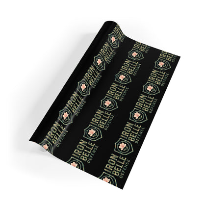 Wrapping Paper Roll — Black ‘Iron Belle Defense’ Logo Pattern Gift Wrap by Iron Belle Defense