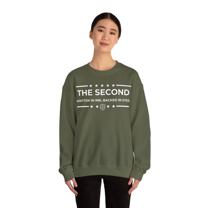 The Second: Written in Ink, Backed in Steel Iron Belle Defense Unisex Crewneck Sweatshirt
