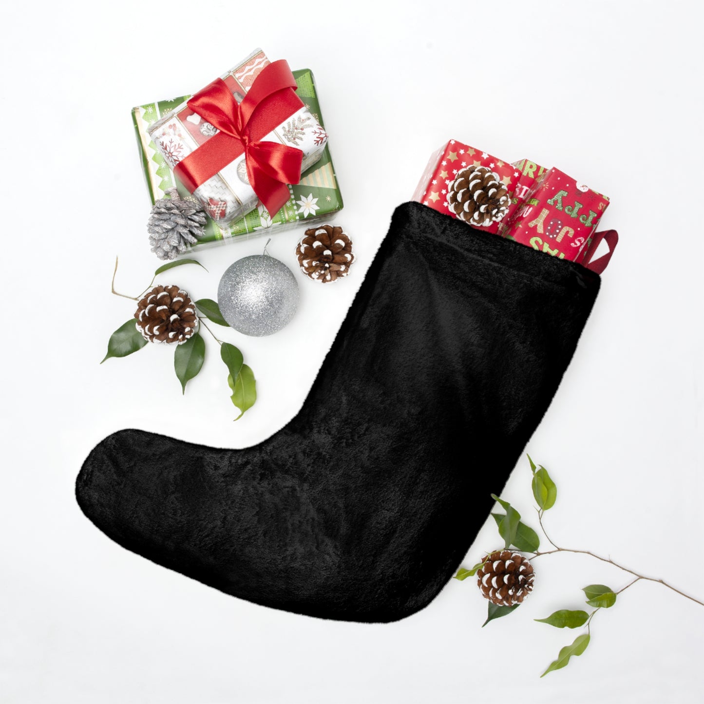 Black 'Iron Belle' Patterned Christmas Stocking