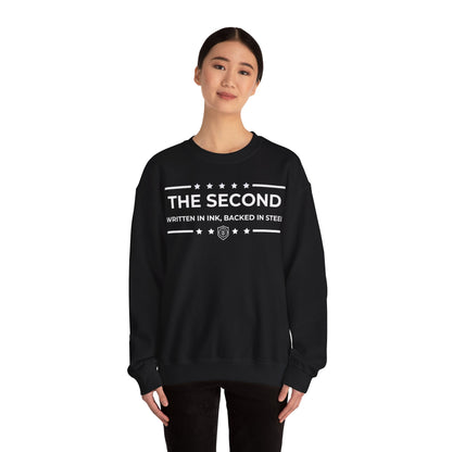 The Second: Written in Ink, Backed in Steel Iron Belle Defense Unisex Crewneck Sweatshirt