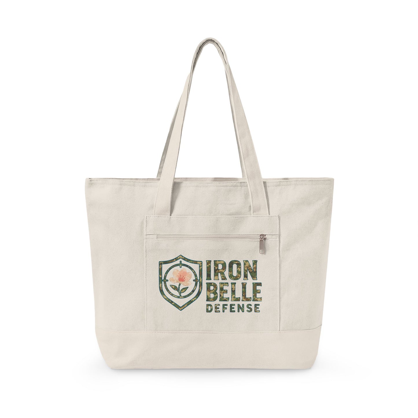 Camo Iron Belle Defense Zippered Canvas Tote