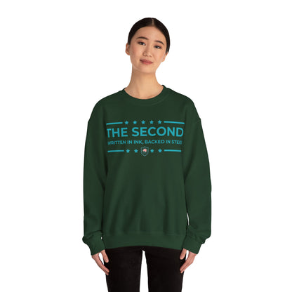 The Second: Written in Ink, Backed in Steel Iron Belle Defense Unisex Crewneck Sweatshirt