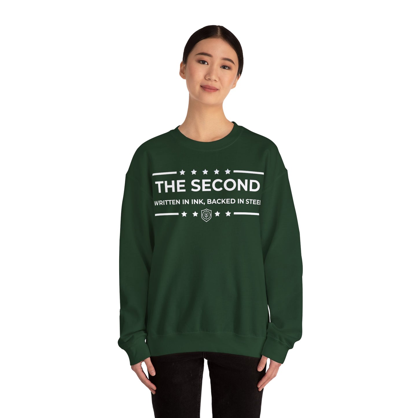 The Second: Written in Ink, Backed in Steel Iron Belle Defense Unisex Crewneck Sweatshirt