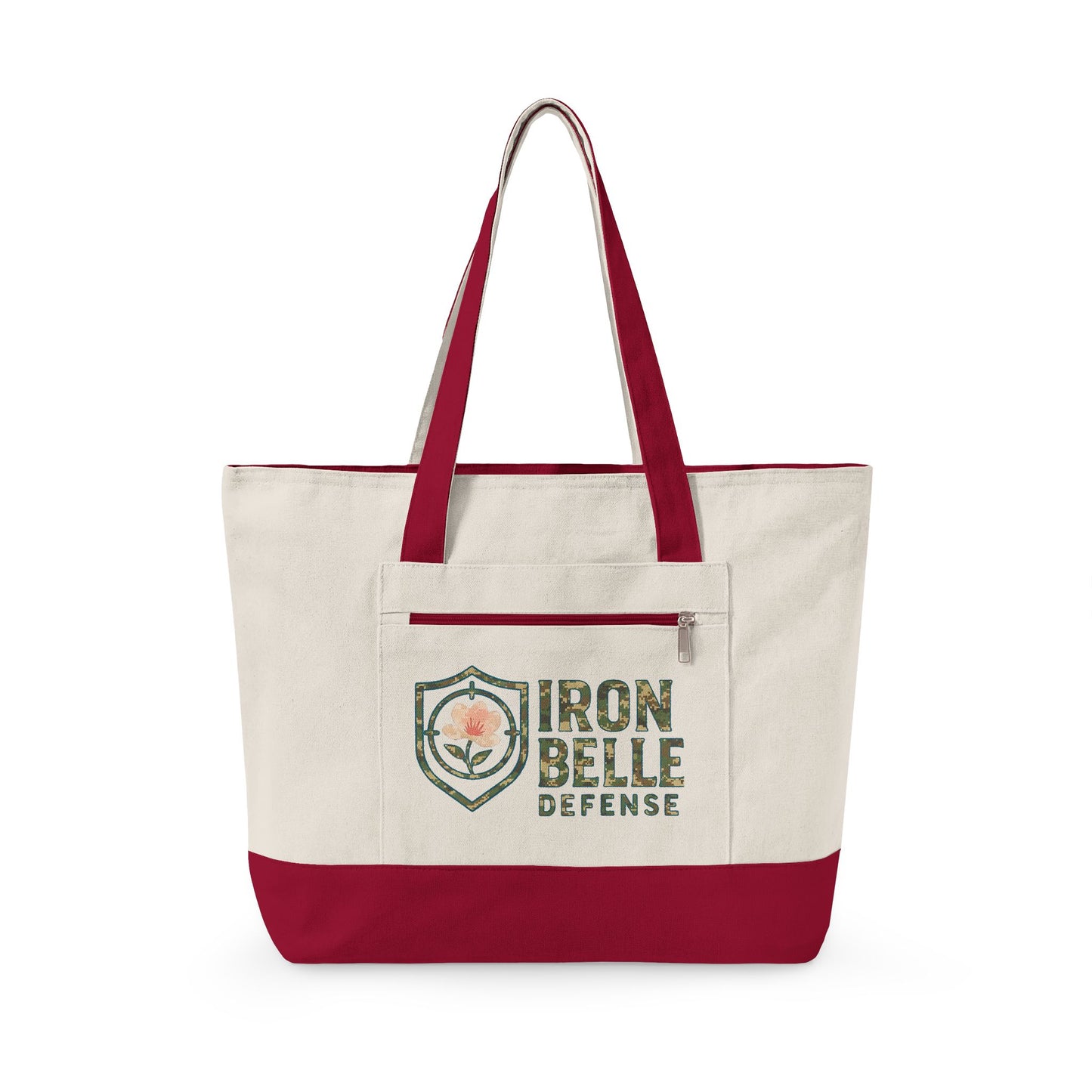 Camo Iron Belle Defense Zippered Canvas Tote