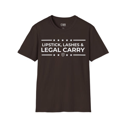 Lipstick, Lashes and Legal Carry Unisex Softstyle T-Shirt
