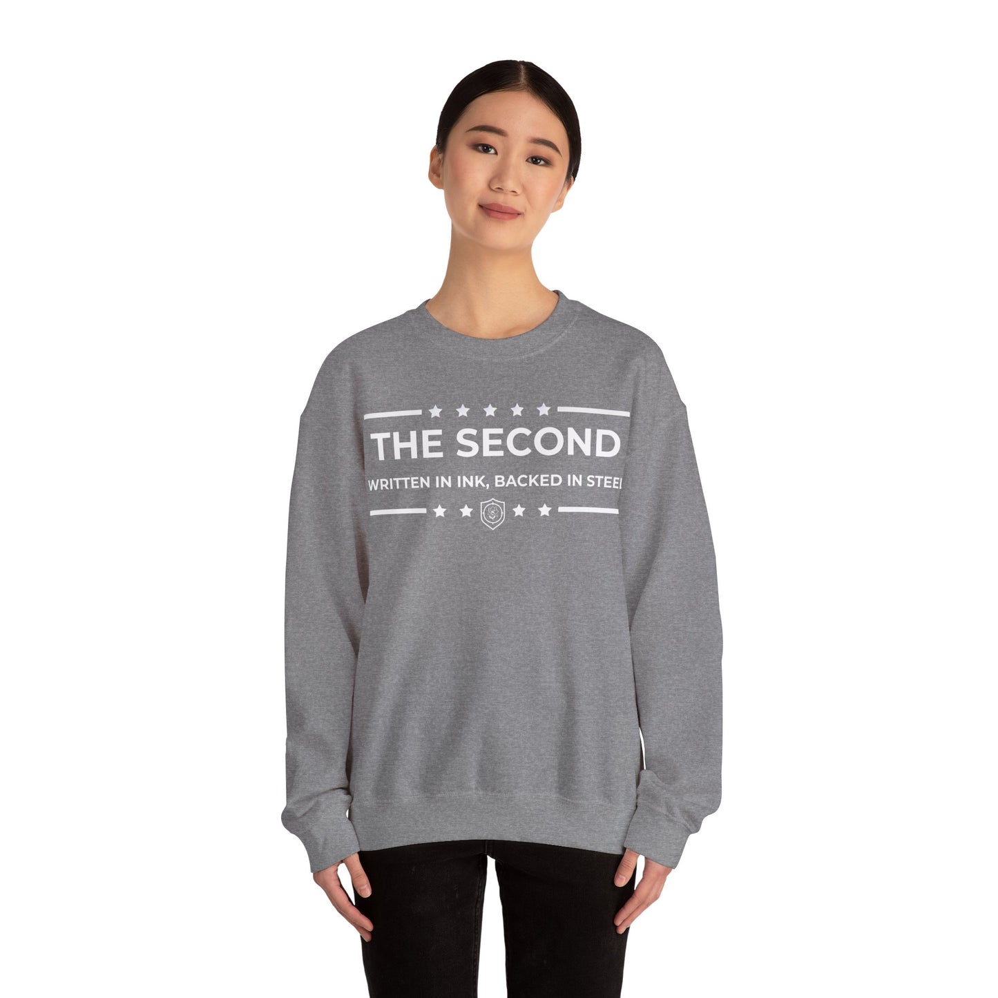 The Second: Written in Ink, Backed in Steel Iron Belle Defense Unisex Crewneck Sweatshirt