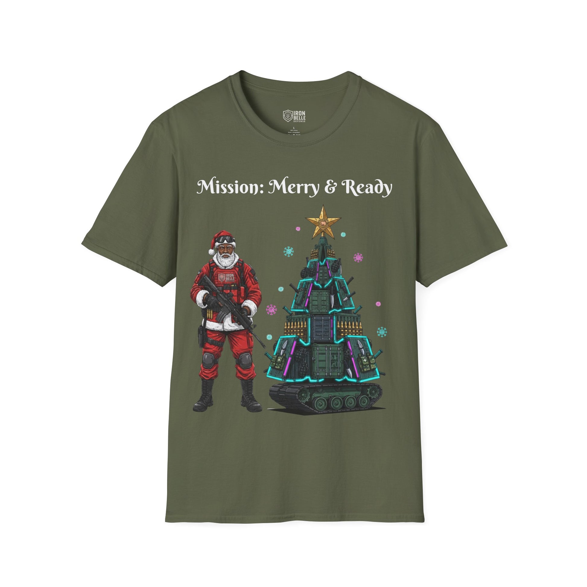 Tactical Santa with Armored Christmas Tree Tee by Iron Belle Defense
