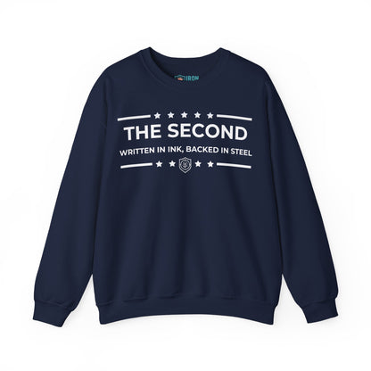 The Second: Written in Ink, Backed in Steel Iron Belle Defense Unisex Crewneck Sweatshirt