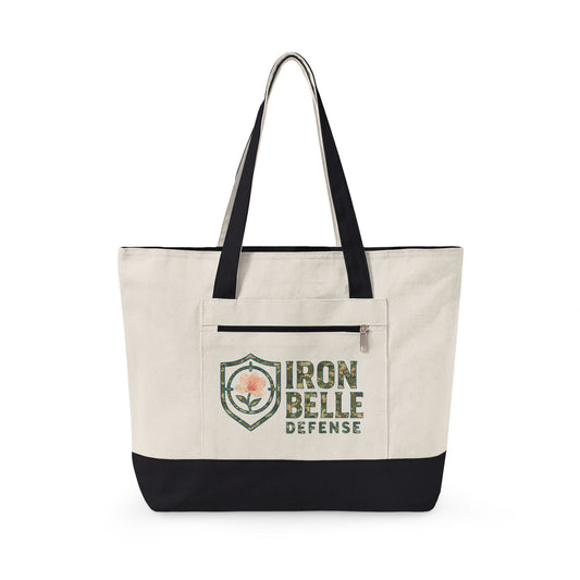 Camo Iron Belle Defense Zippered Canvas Tote