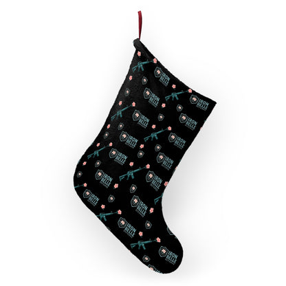 Black 'Iron Belle' Patterned Christmas Stocking